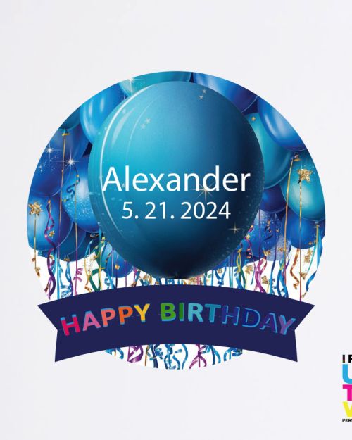 Custom Happy Birthday Label Blue