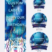 Custom Happy Birthday Label Blue