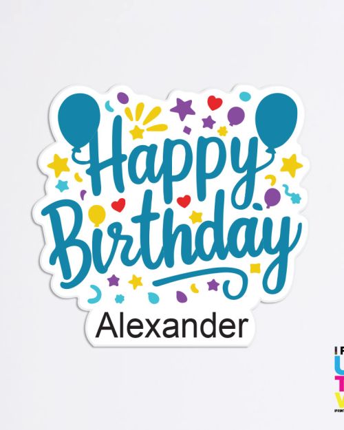 Custom Happy Birthday Teal Die Cut