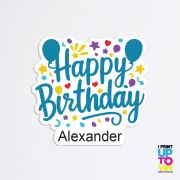 Custom Happy Birthday Teal Die Cut