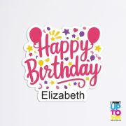 Custom Name Happy Birthday Pink Die Cut