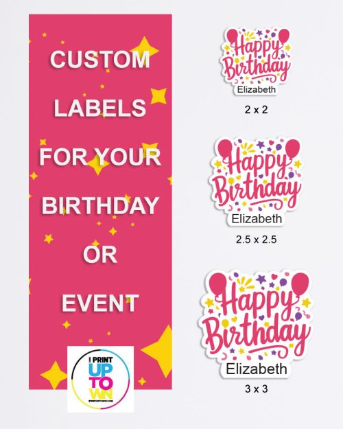 Custom Name Happy Birthday Pink Die Cut