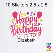 Custom Name Happy Birthday Pink Die Cut