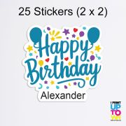 Custom Happy Birthday Teal Die Cut